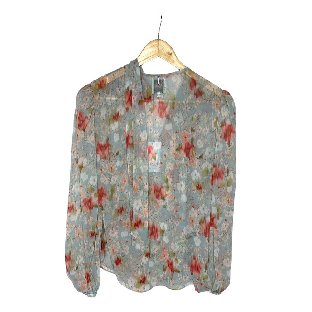NWT MISA Los Angeles Ceyla Floral Scarf Tie Blouse xs - Picture 7 of 14